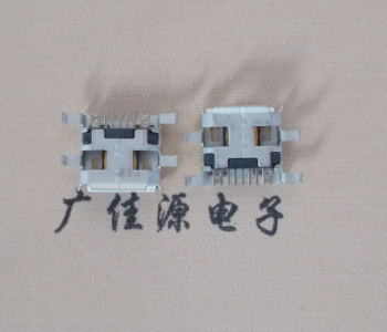 Micro USB 5PIN沉板四乌龟贴板脚带孔有卷边