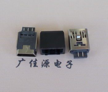  Mini USB母座前五后五焊线带护套高温材质