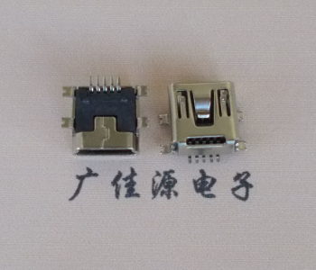 Mini USB 5P母口短体铜壳全贴片端子加长迷你USB连接器