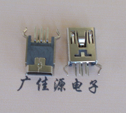 Mini USB5P180度直插无脚铜壳