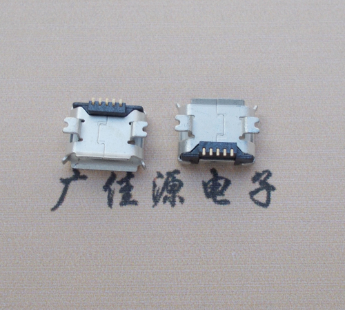MICRO USB 5S B 型垫高0.9MM,鱼叉脚卷边