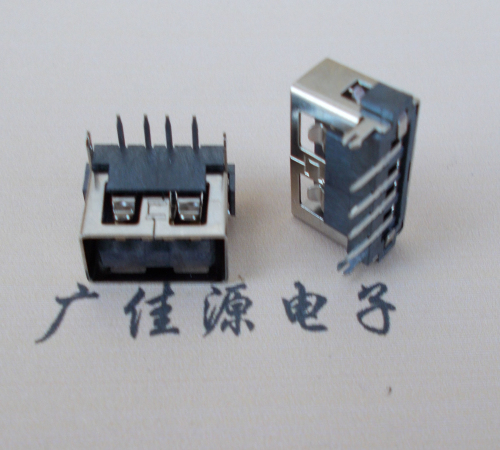 USB AF短体母座10.0mm,后鱼叉加长无卷边DIP插板